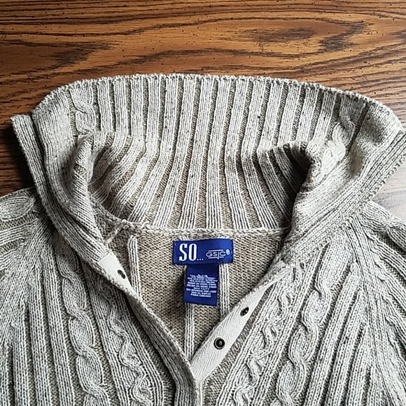 Vintage- SO... GSJC CABLE KNIT SNAP BUTTON SWEATER - Picture 7 of 8